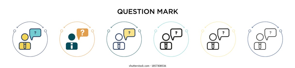 Question mark icon in filled, thin line, outline and stroke style. Vector illustration of two colored and black question mark vector icons designs can be used for mobile, ui, web