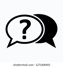 Question mark icon in flat style. Help icon. Discussion speech bubble vector illustration on white isolated background.