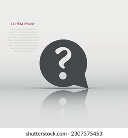 Question mark icon in flat style. Discussion speech bubble vector illustration on white isolated background. Question business concept.