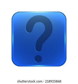 Question mark icon - glossy blue button