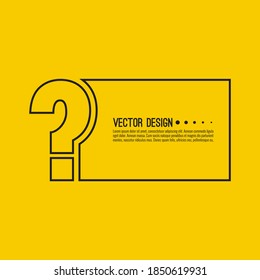 Question mark icon. Help banner. FAQ sign on yellow background. vector. minimal, outline. Quiz symbol.