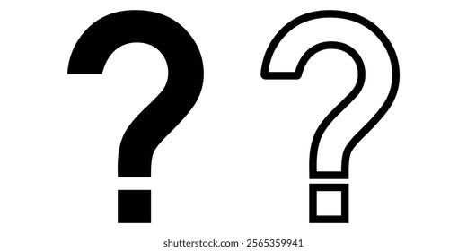 Question mark icon. Help icon, service chat sign button, customer support icon. Black question mark silhouette. Set related to question marks. Design eps 10