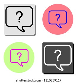 Question mark icon. Help speech bubble. simple flat vector icon illustration on four different color backgrounds