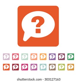 The question mark icon. Help speech bubble symbol. Flat Vector illustration. Button Set