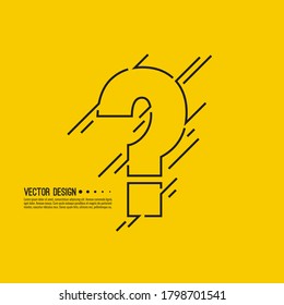 Icono de signo de interrogación. Símbolo de ayuda. Frase de emergencia en el fondo amarillo. vector. mínimo, esquema. Símbolo del test.