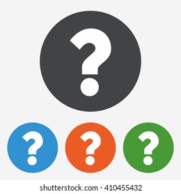 Question Mark Icon. Help Symbol. FAQ Circle Buttons With Flat Sign. Vector