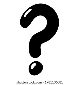 Icono de signo de interrogación con resaltados. Ilustración vectorial en blanco y negro.