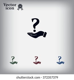 question mark icon holding by realistic hand