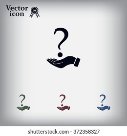 question mark icon holding by realistic hand