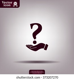 question mark icon holding by realistic hand