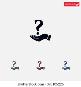 question mark icon holding by realistic hand