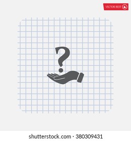 question mark icon holding by realistic hand