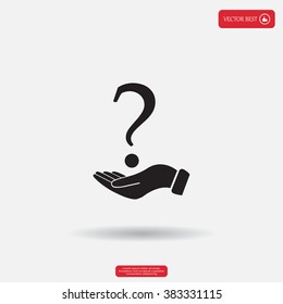 question mark icon holding by realistic hand