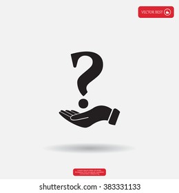 question mark icon holding by realistic hand
