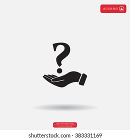 question mark icon holding by realistic hand