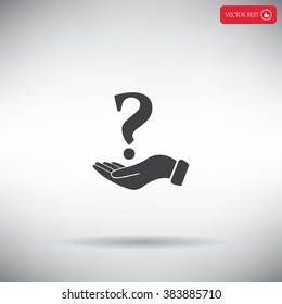 question mark icon holding by realistic hand