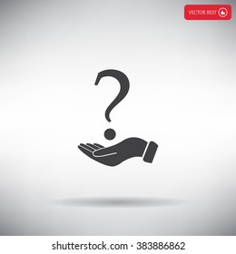 question mark icon holding by realistic hand