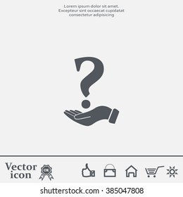 question mark icon holding by realistic hand