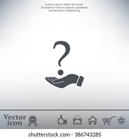 question mark icon holding by realistic hand