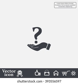 question mark icon holding by realistic hand