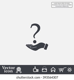 question mark icon holding by realistic hand