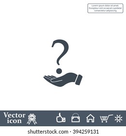 question mark icon holding by realistic hand