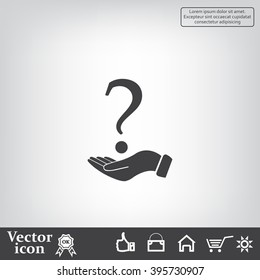 question mark icon holding by realistic hand