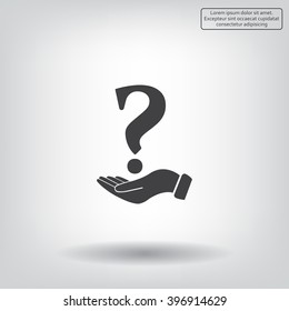 question mark icon holding by realistic hand