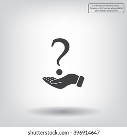 question mark icon holding by realistic hand