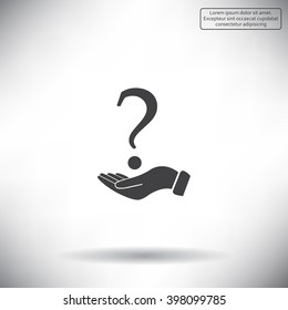 question mark icon holding by realistic hand