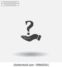 question mark icon holding by realistic hand