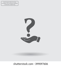 question mark icon holding by realistic hand