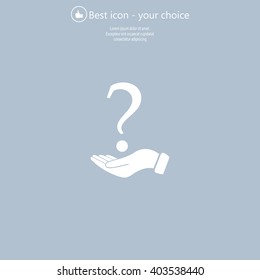 question mark icon holding by realistic hand