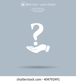 question mark icon holding by realistic hand