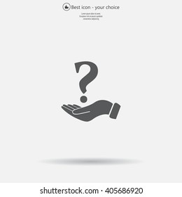 question mark icon holding by realistic hand