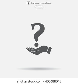 question mark icon holding by realistic hand