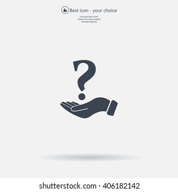 question mark icon holding by realistic hand