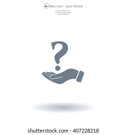 question mark icon holding by realistic hand