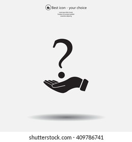 question mark icon holding by realistic hand