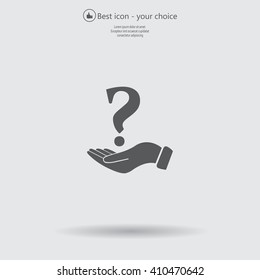 question mark icon holding by realistic hand