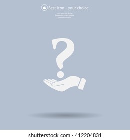 question mark icon holding by realistic hand