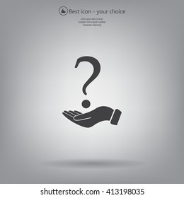 question mark icon holding by realistic hand