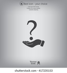 question mark icon holding by realistic hand