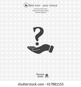 question mark icon holding by realistic hand