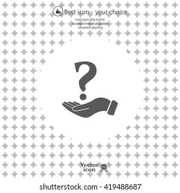 question mark icon holding by realistic hand