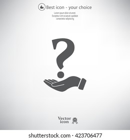 question mark icon holding by realistic hand
