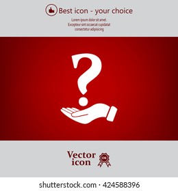 question mark icon holding by realistic hand