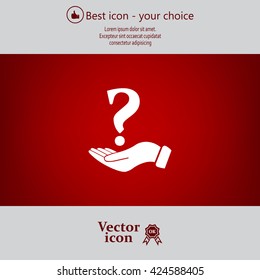 question mark icon holding by realistic hand