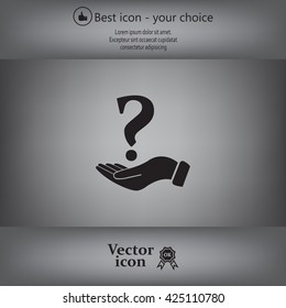 question mark icon holding by realistic hand