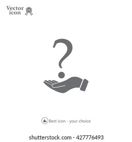 question mark icon holding by realistic hand